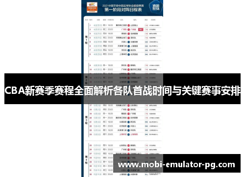 CBA新赛季赛程全面解析各队首战时间与关键赛事安排 CBA新赛季赛程全面解析各队首战时间与关键赛事安排